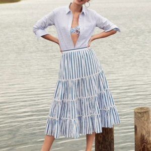 Tiered midi skirt in stripe